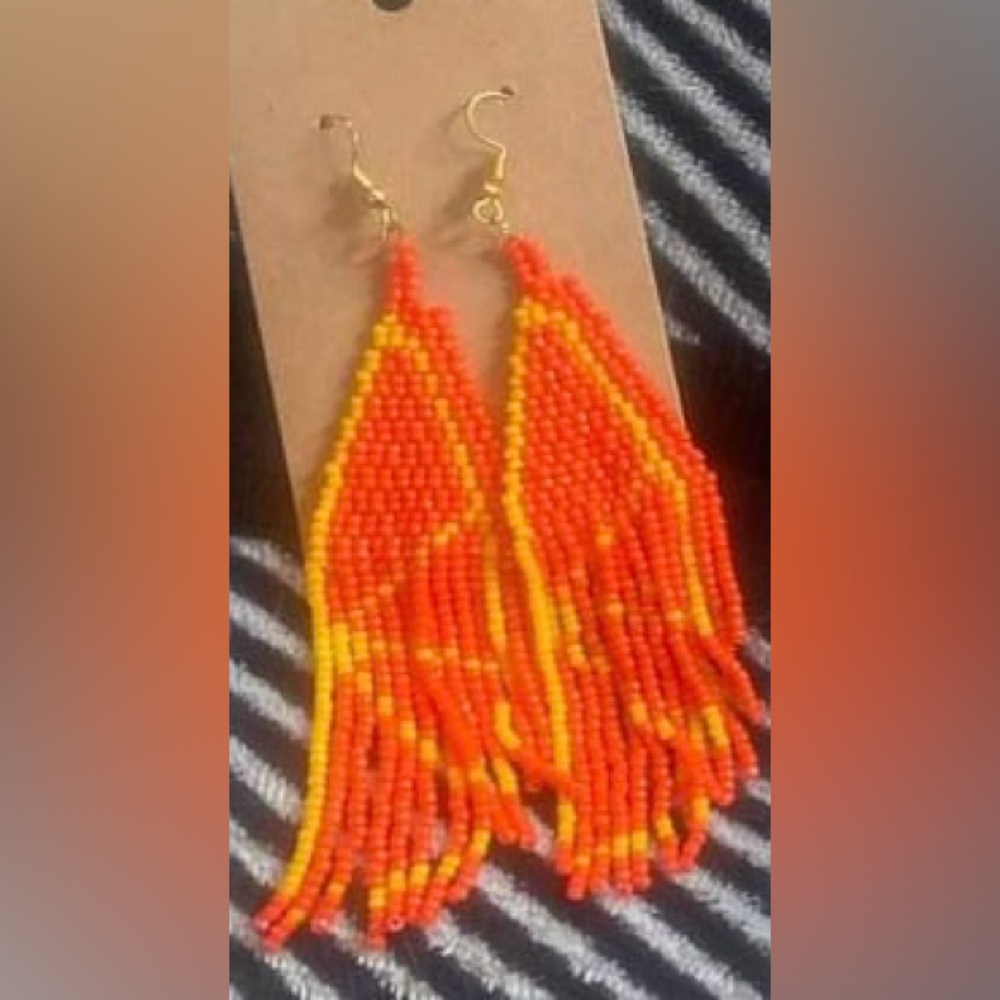 Handmade Orange Slice Beaded Earrings